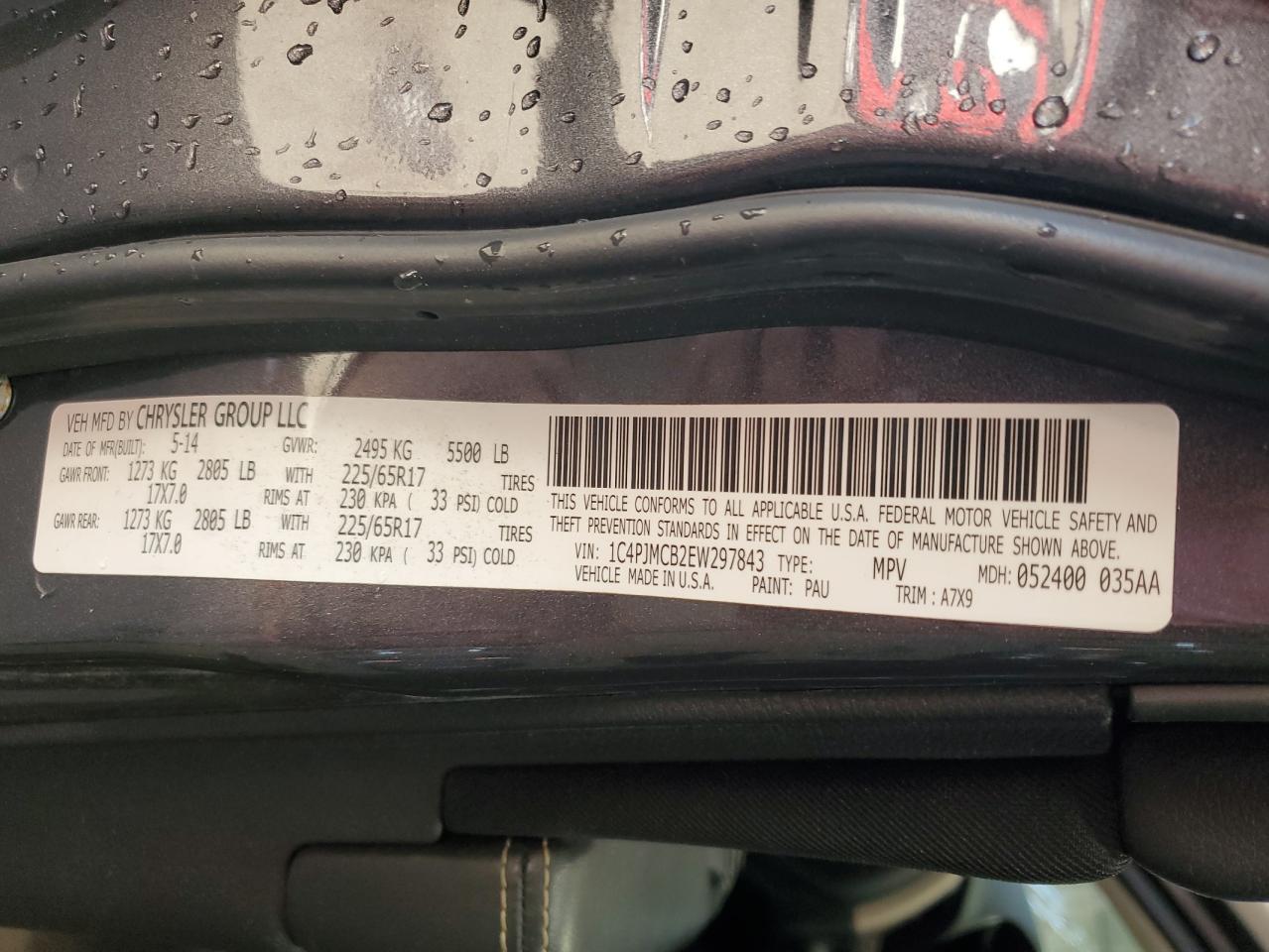 2014 Jeep Cherokee Latitude VIN: 1C4PJMCB2EW297843 Lot: 85495155