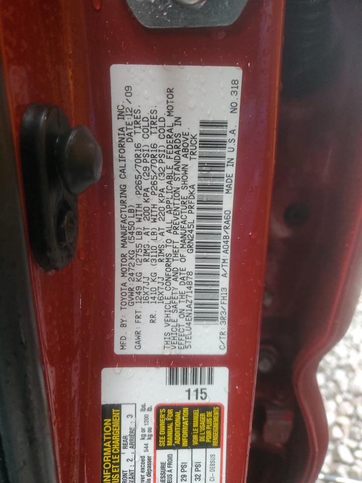 2010 Toyota Tacoma Double Cab VIN: 5TELU4EN1AZ714878 Lot: 84960335