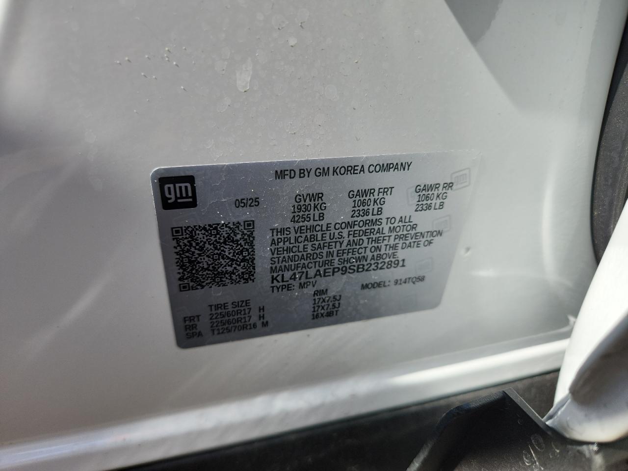 2025 Buick Envista Preferred VIN: KL47LAEP9SB232891 Lot: 87030835