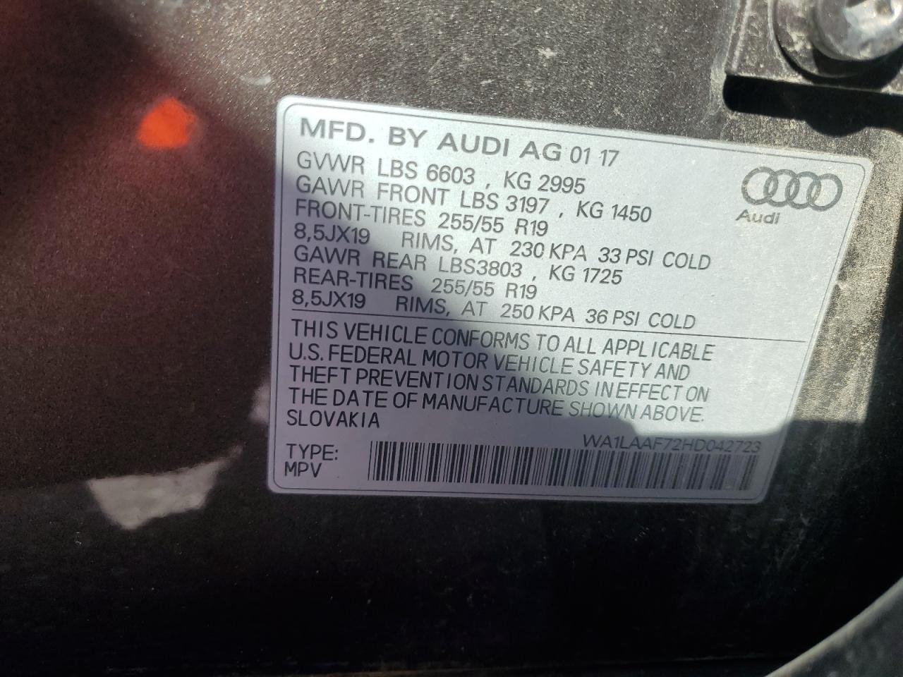 2017 Audi Q7 Premium Plus VIN: WA1LAAF72HD042723 Lot: 82608635