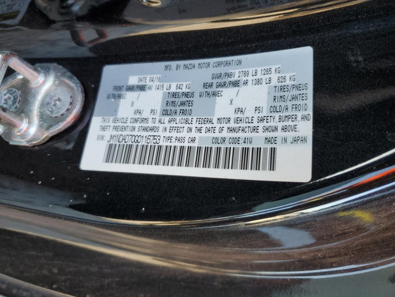 2016 Mazda Mx-5 Miata Grand Touring VIN: JM1NDAD70G0116753 Lot: 82175005