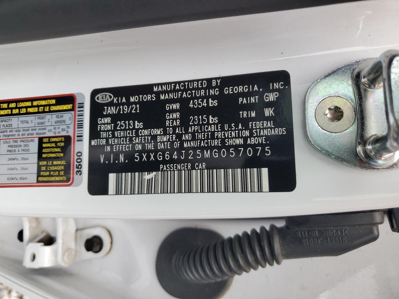 2021 Kia K5 Gt Line VIN: 5XXG64J25MG057075 Lot: 84891005