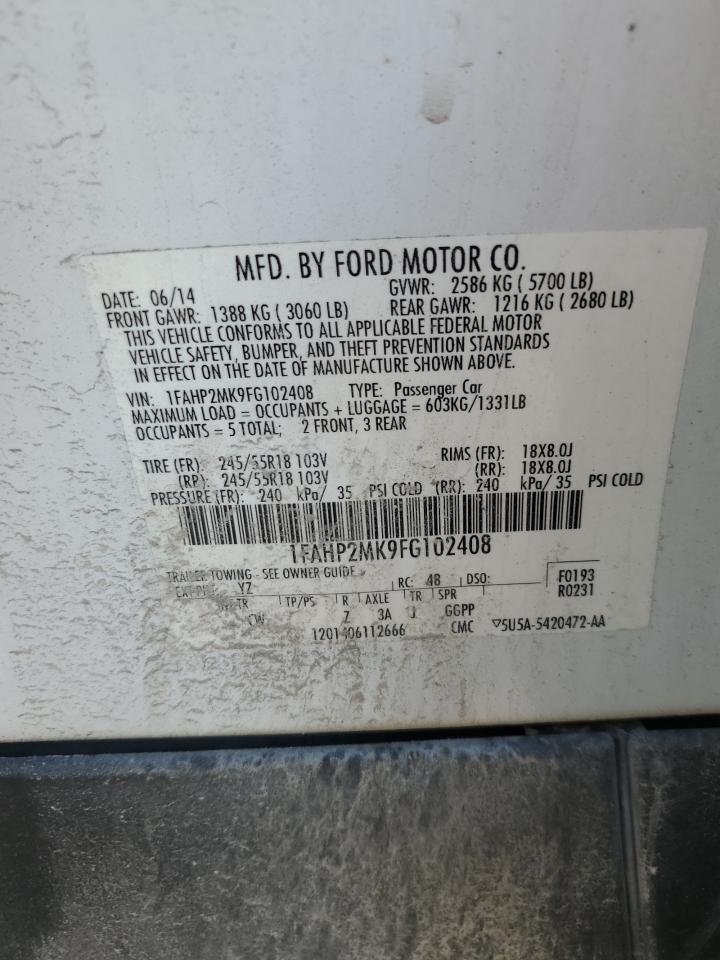 2015 Ford Taurus Police Interceptor VIN: 1FAHP2MK9FG102408 Lot: 85556855