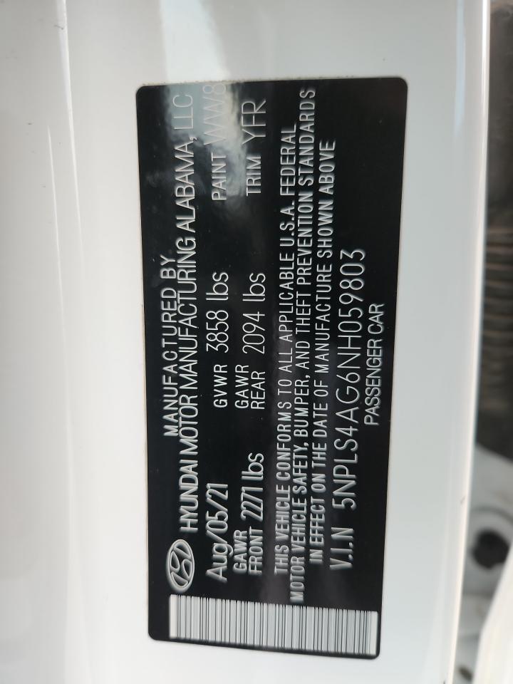 2022 Hyundai Elantra Sel VIN: 5NPLS4AG6NH059803 Lot: 89545775