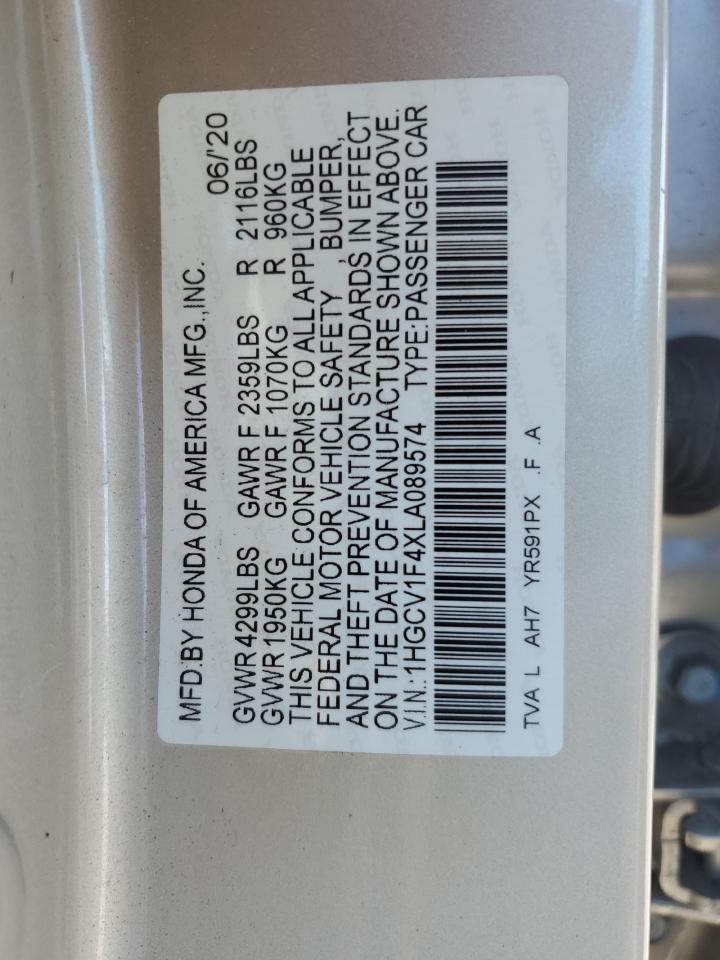 2020 Honda Accord Ex VIN: 1HGCV1F4XLA089574 Lot: 81996735