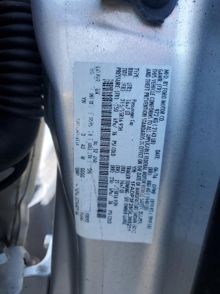 2016 Ford Focus Se VIN: 1FADP3F28GL365211 Lot: 84962225