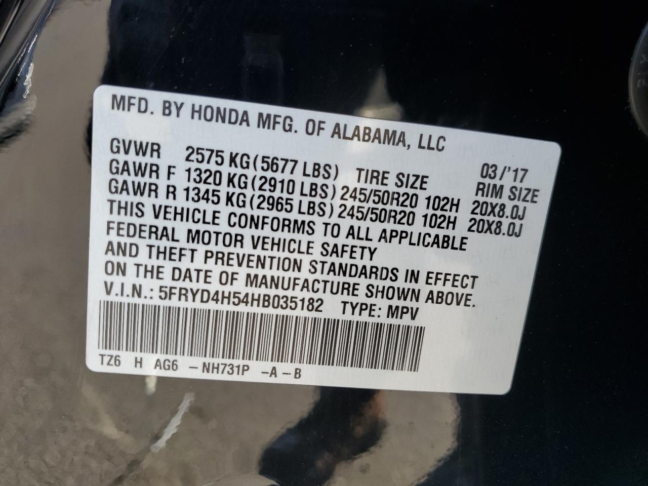 2017 Acura Mdx Technology VIN: 5FRYD4H54HB035182 Lot: 84557775