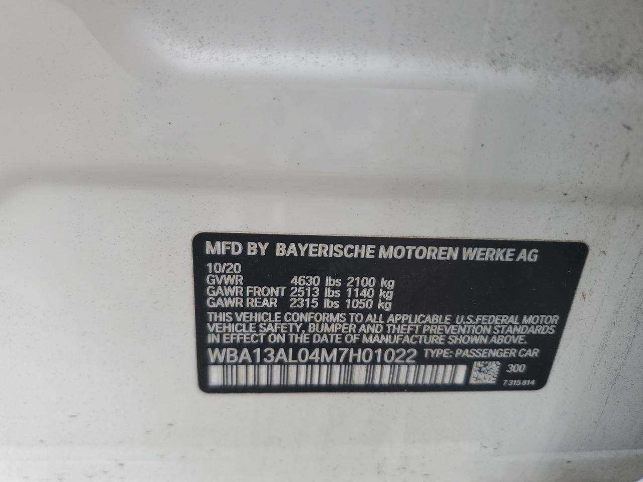 2021 BMW M235Xi VIN: WBA13AL04M7H01022 Lot: 82566975