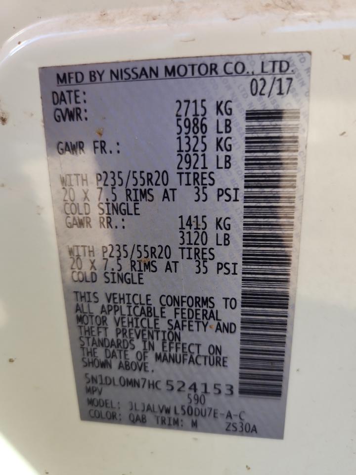 2017 Infiniti Qx60 VIN: 5N1DL0MN7HC524153 Lot: 86289635