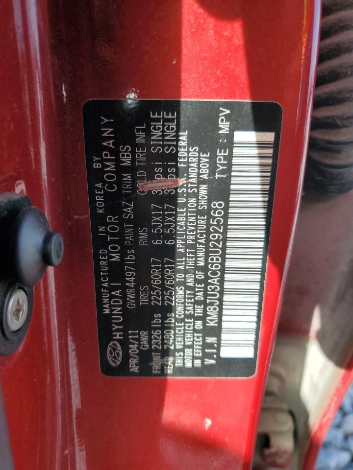 2011 Hyundai Tucson Gls VIN: KM8JU3AC6BU292568 Lot: 82260655