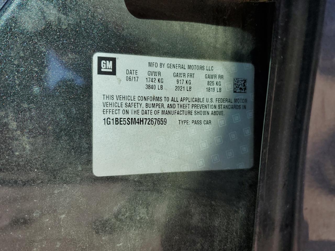 2017 Chevrolet Cruze Lt VIN: 1G1BE5SM4H7267659 Lot: 85484985