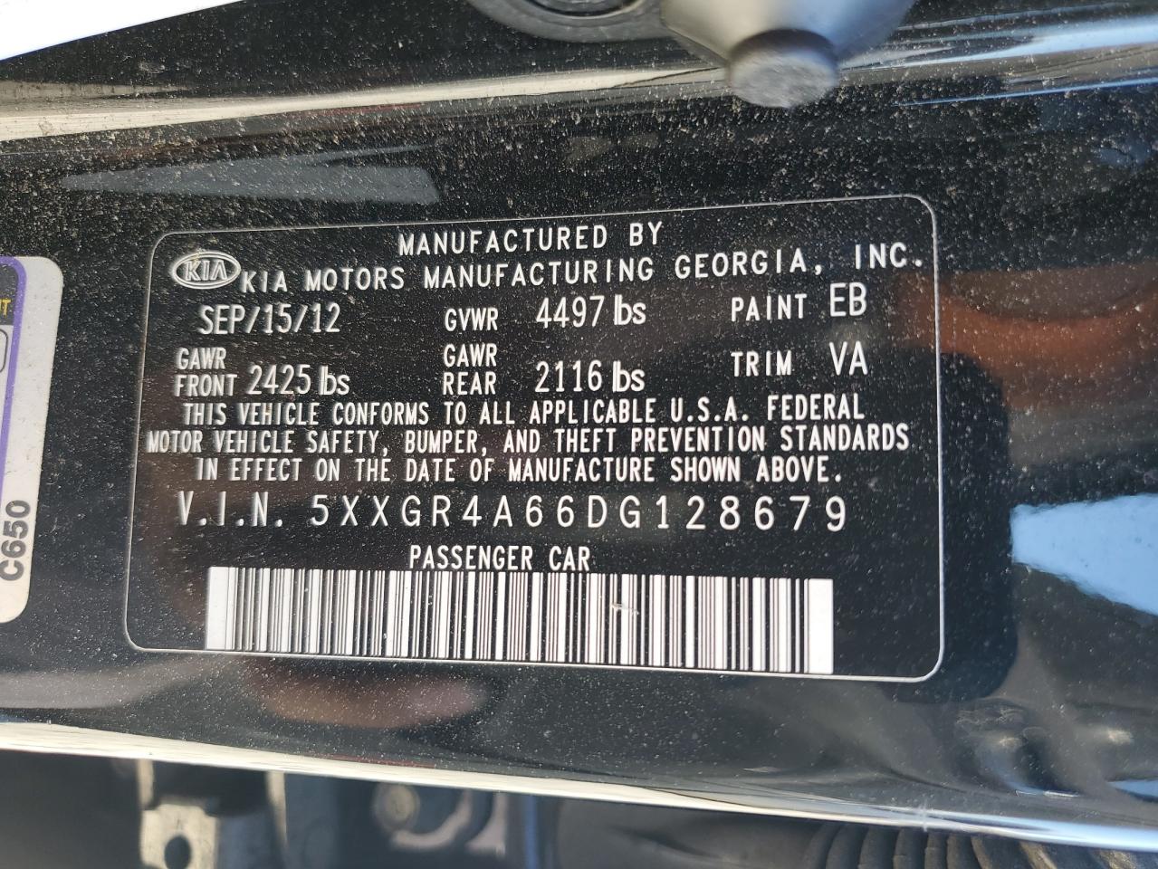 2013 Kia Optima Sx VIN: 5XXGR4A66DG128679 Lot: 84951775