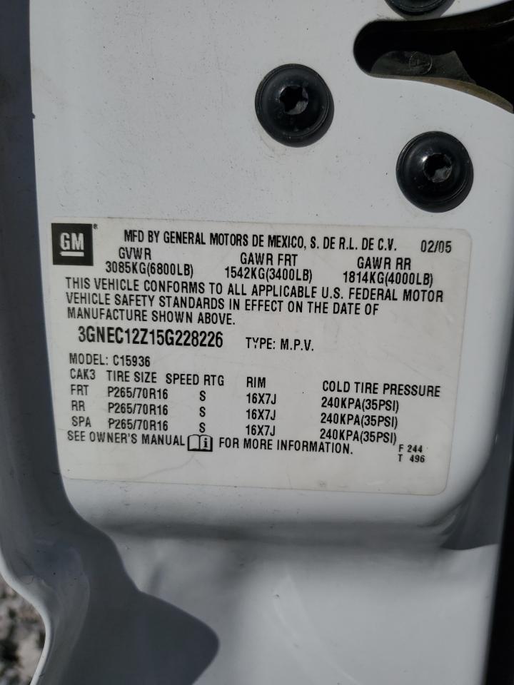 2005 Chevrolet Avalanche C1500 VIN: 3GNEC12Z15G228226 Lot: 82471175