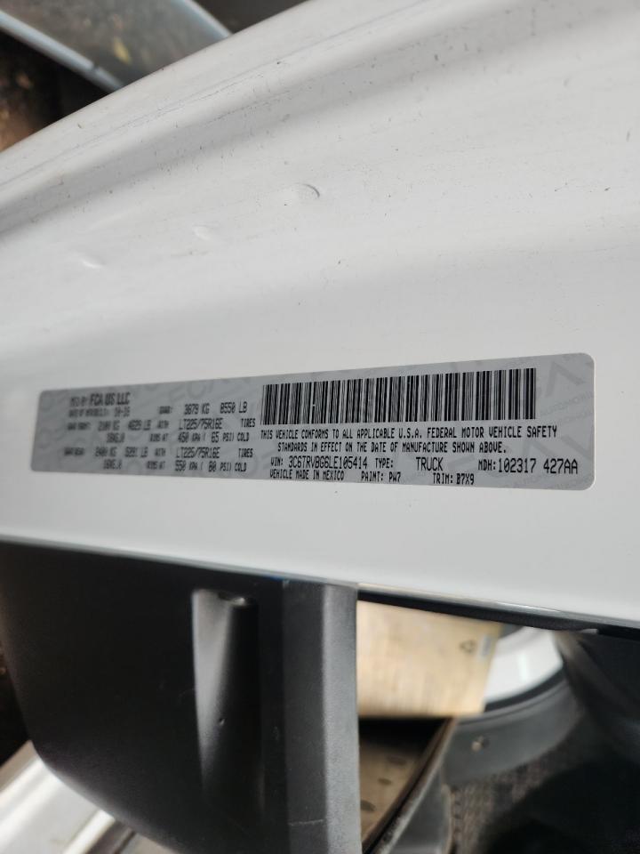 2020 Ram Promaster 1500 1500 High VIN: 3C6TRVBG6LE105414 Lot: 70007745