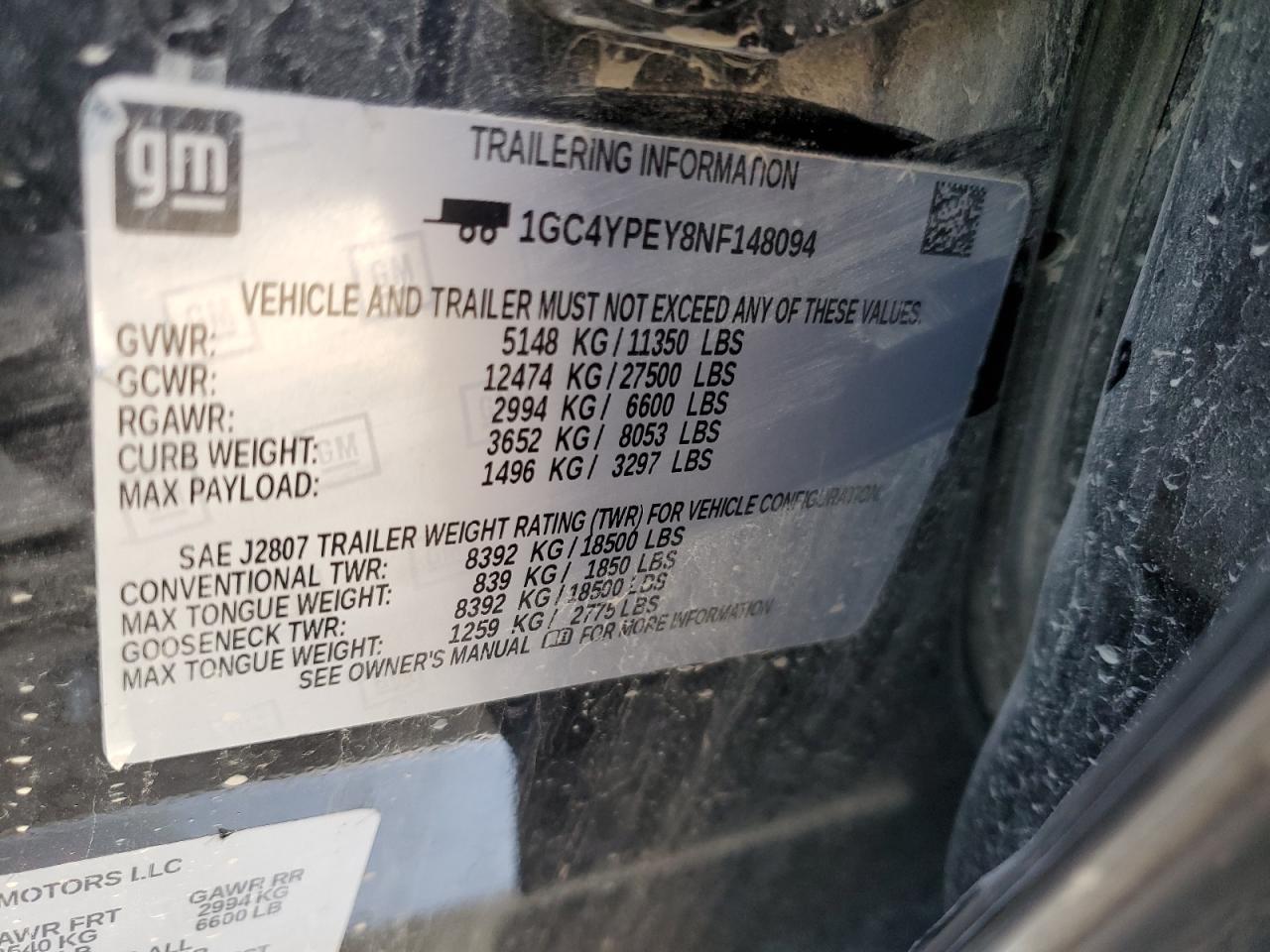 2022 Chevrolet Silverado K2500 Heavy Duty Ltz VIN: 1GC4YPEY8NF148094 Lot: 85833905