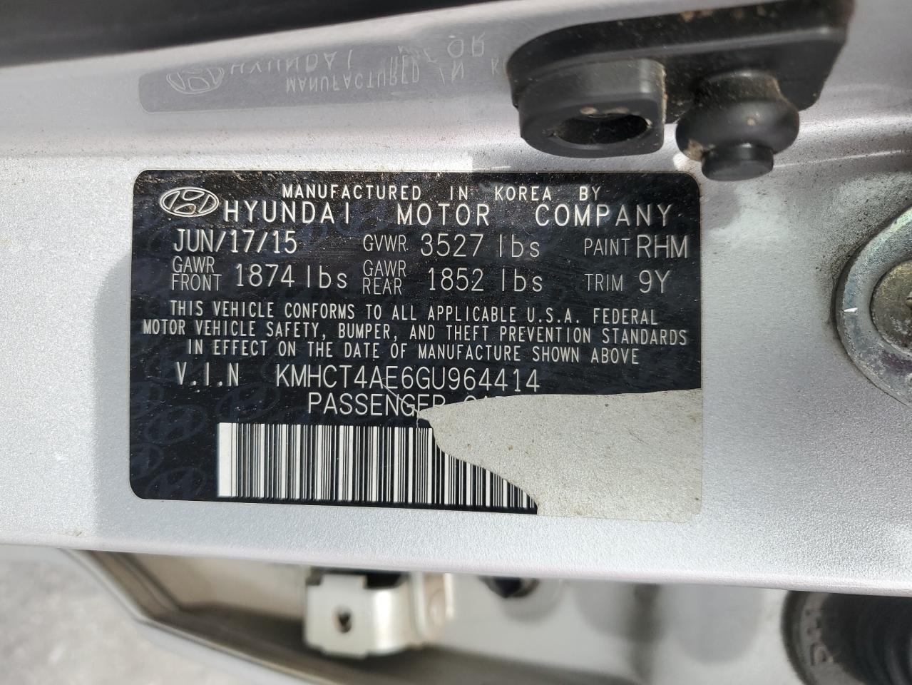 2016 Hyundai Accent Se VIN: KMHCT4AE6GU964414 Lot: 82759755
