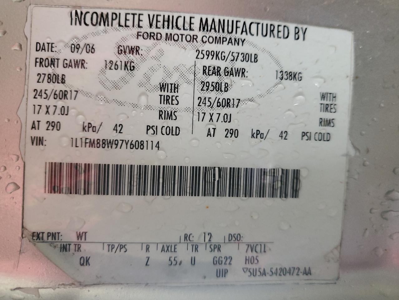 2007 Lincoln Town Car Executive VIN: 1L1FM88W97Y608114 Lot: 85556615