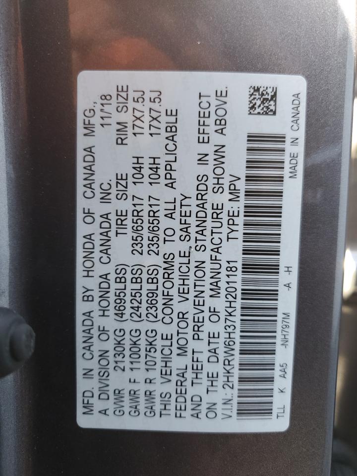 2019 Honda Cr-V Lx VIN: 2HKRW6H37KH201181 Lot: 84699435