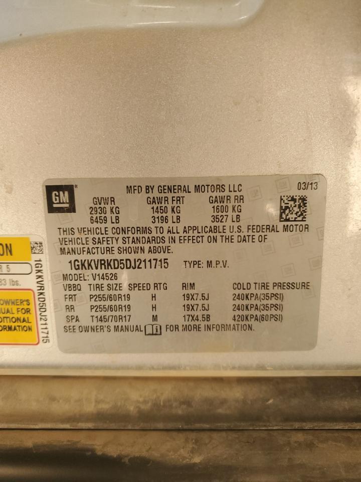 2013 GMC Acadia Slt-1 VIN: 1GKKVRKD5DJ211715 Lot: 89726705