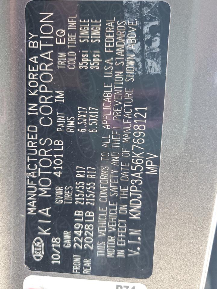 2019 Kia Soul + VIN: KNDJP3A56K7698121 Lot: 84236505