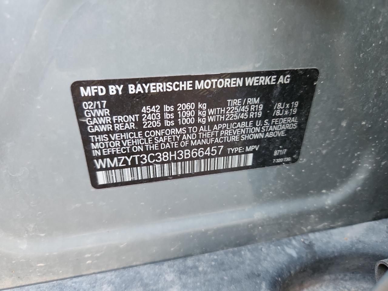 2017 Mini Cooper S Countryman VIN: WMZYT3C38H3B66457 Lot: 90374495