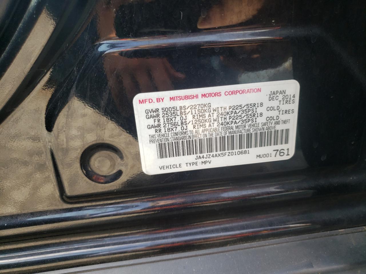 2015 Mitsubishi Outlander Gt VIN: JA4JZ4AX5FZ010681 Lot: 81994045