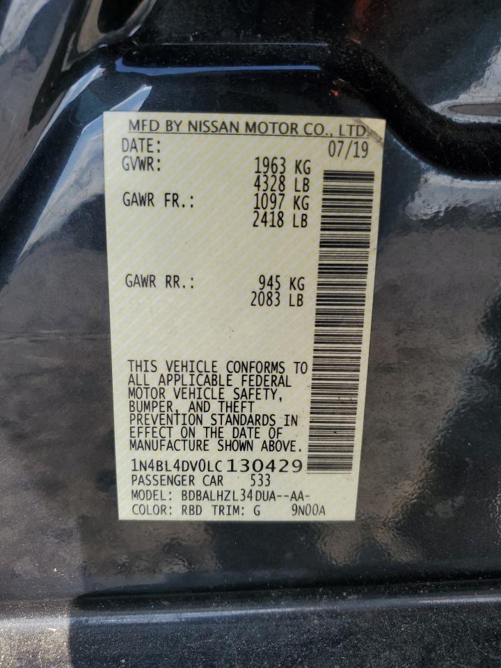 2020 Nissan Altima Sv VIN: 1N4BL4DV0LC130429 Lot: 86074845