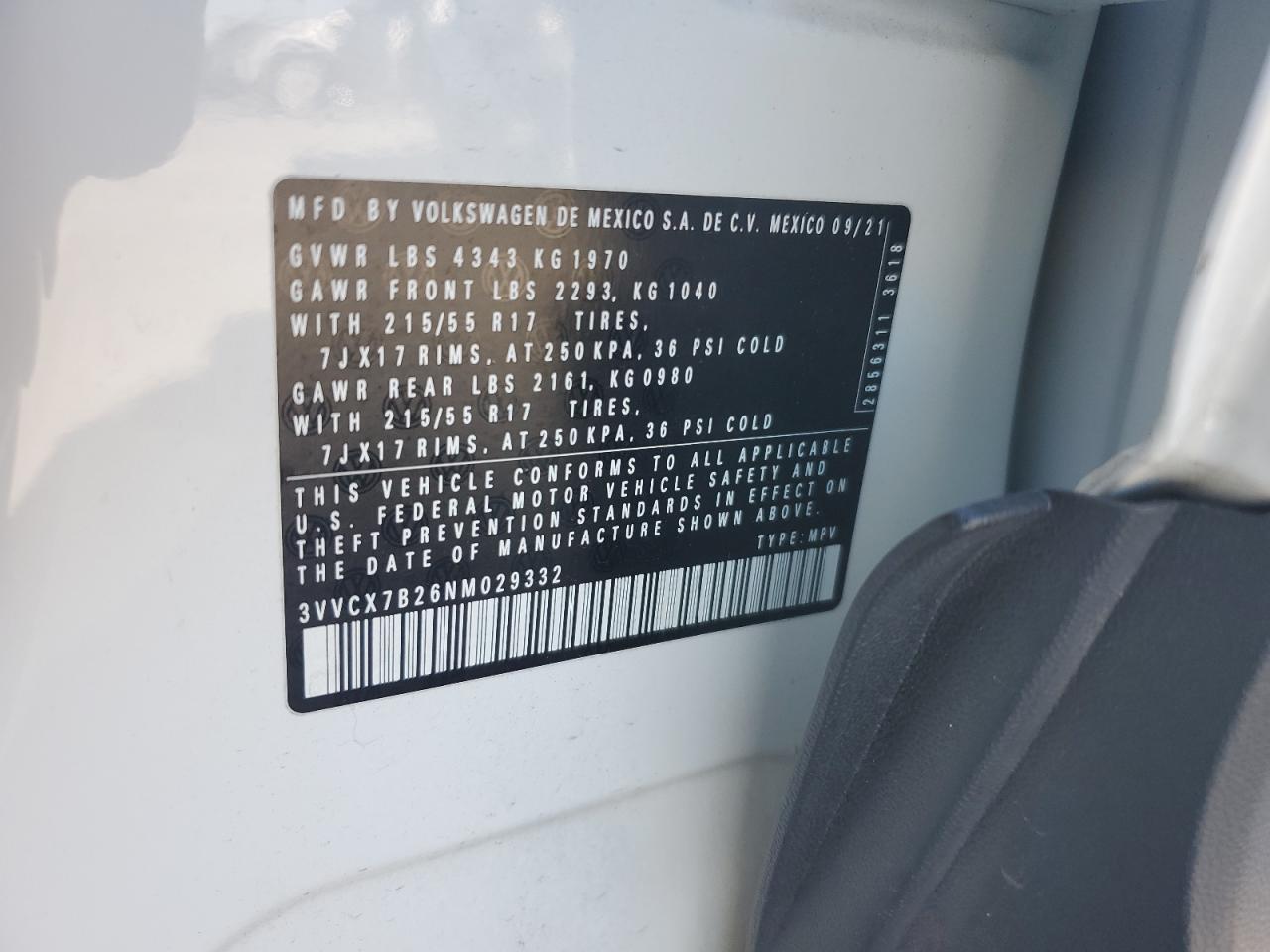 2022 Volkswagen Taos S VIN: 3VVCX7B26NM029332 Lot: 82341635