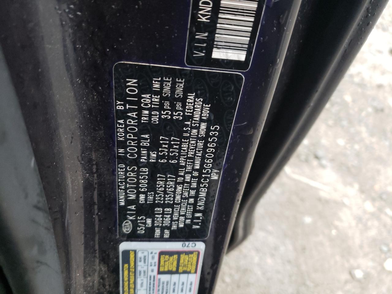 2016 Kia Sedona Lx VIN: KNDMB5C15G6096535 Lot: 82300735