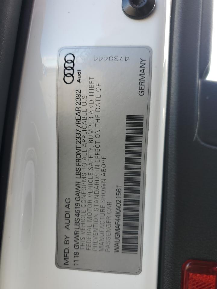 2019 Audi A4 Premium VIN: WAUGMAF44KA021561 Lot: 90303125