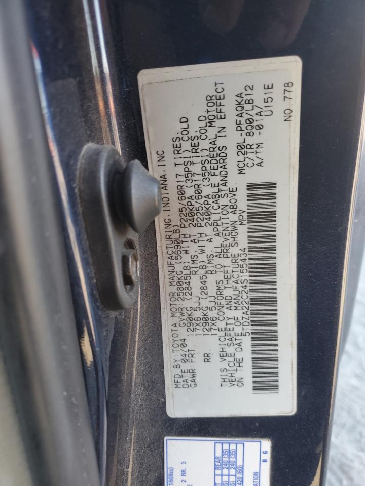2004 Toyota Sienna Xle VIN: 5TDZA22C24S155434 Lot: 87285995