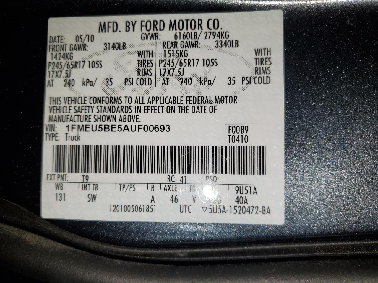 2017 Ford Explorer Sport Trac Xlt VIN: 1FMEU5BE5AUF00693 Lot: 85595465