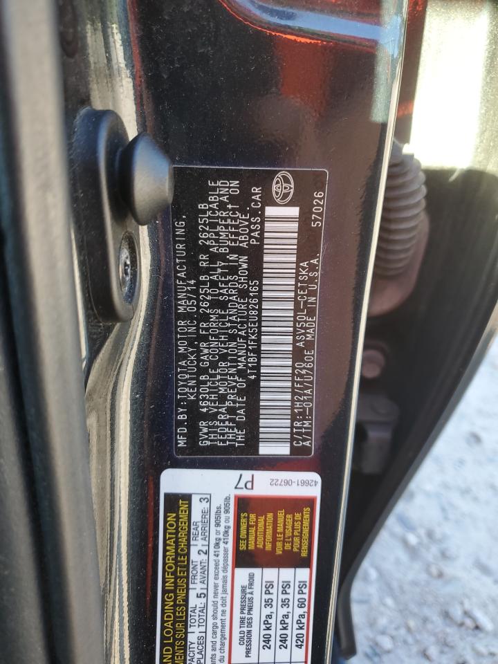 2014 Toyota Camry L VIN: 4T1BF1FK5EU826165 Lot: 85387685