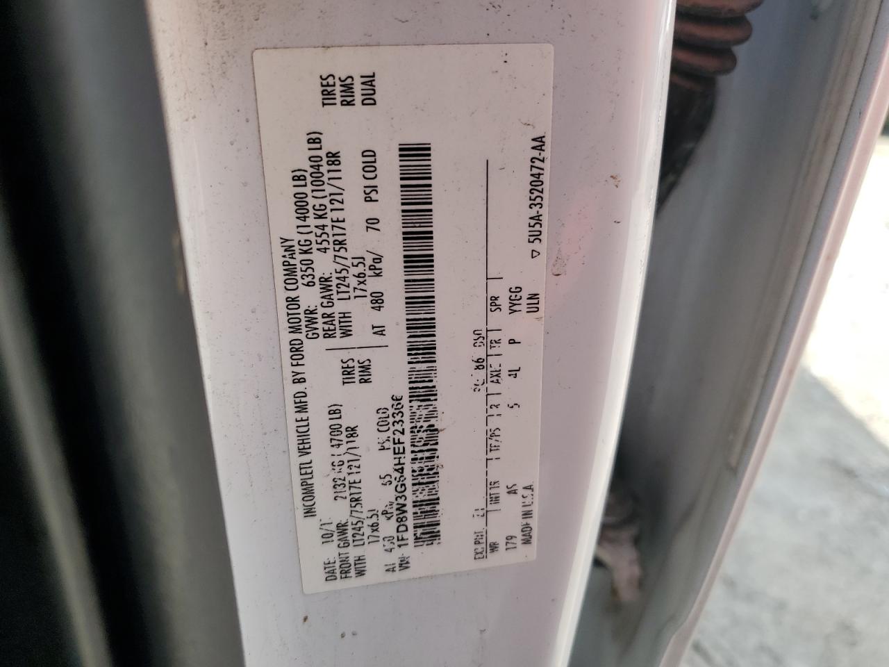 2017 Ford F350 Super Duty VIN: 1FD8W3G64HEF23366 Lot: 84382515