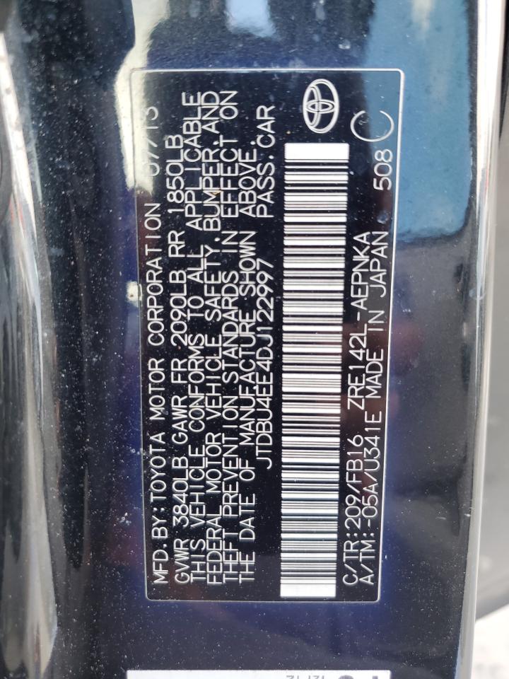 2013 Toyota Corolla Base VIN: JTDBU4EE4DJ122997 Lot: 85355095