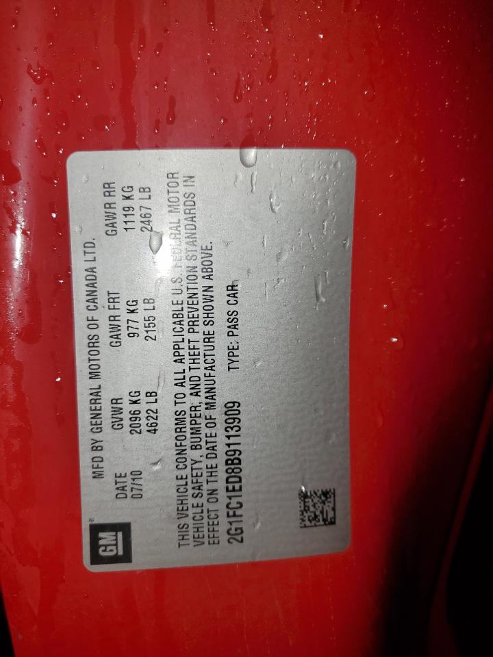 2011 Chevrolet Camaro Lt VIN: 2G1FC1ED8B9113909 Lot: 85508225