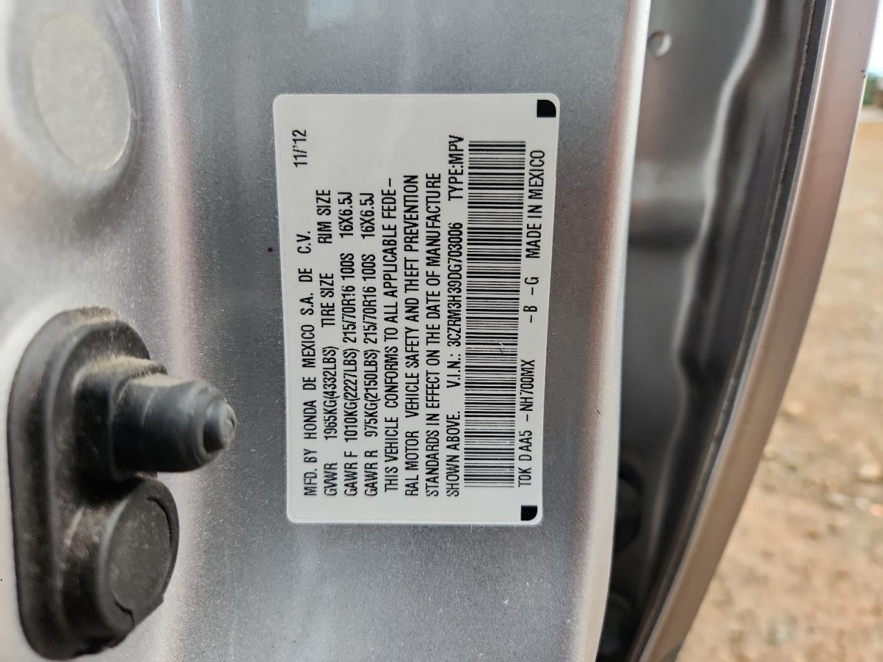 2013 Honda Cr-V Lx VIN: 3CZRM3H39DG703006 Lot: 85367305