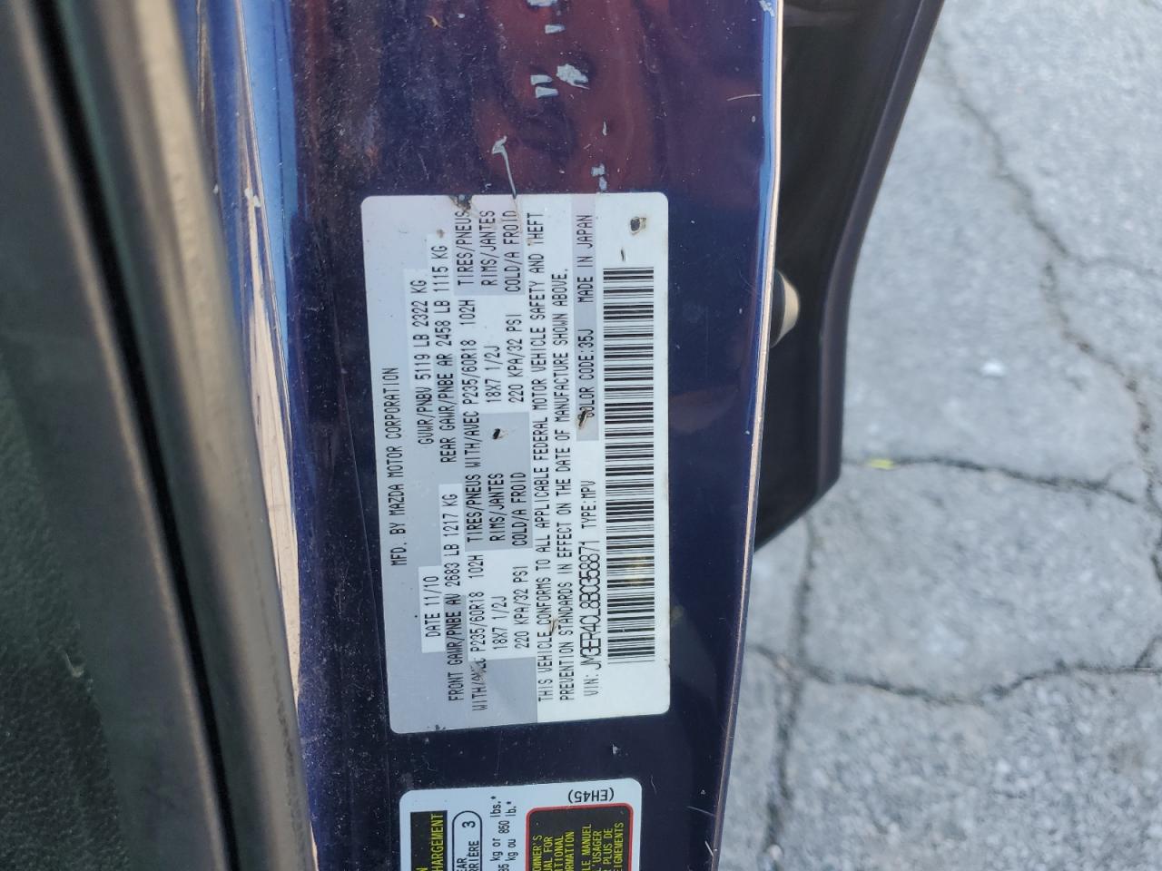 2011 Mazda Cx-7 VIN: JM3ER4CL8B0358871 Lot: 85260005