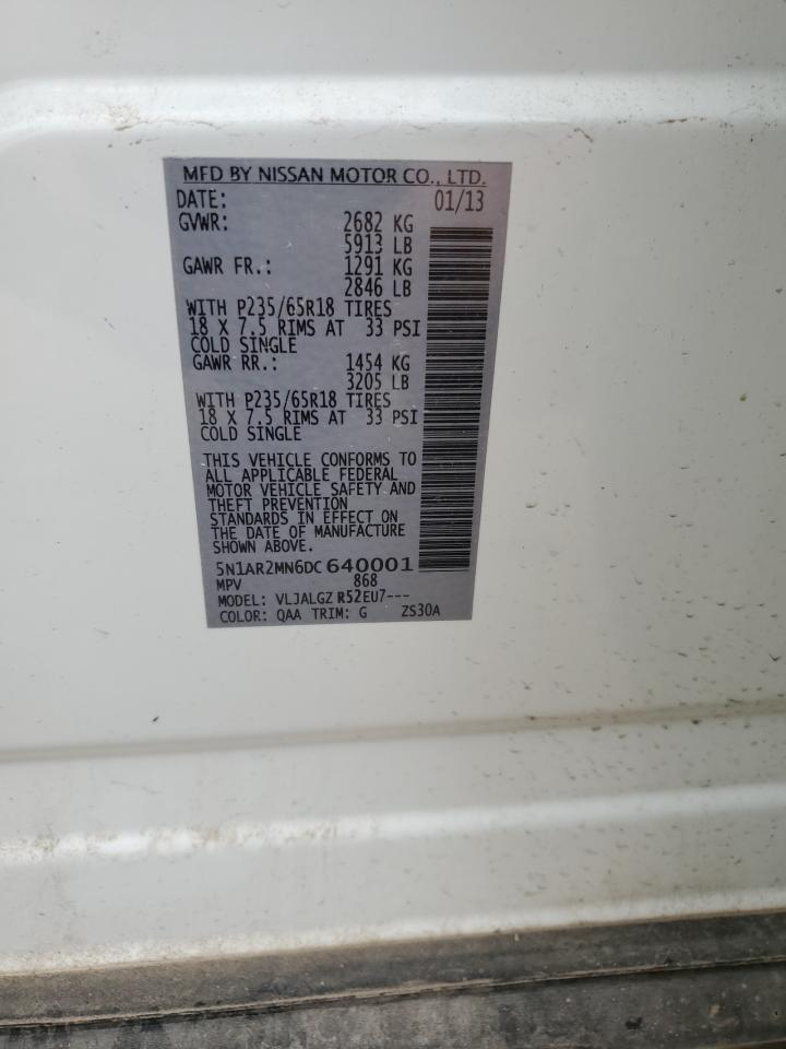 2013 Nissan Pathfinder S VIN: 5N1AR2MN6DC640001 Lot: 86216705