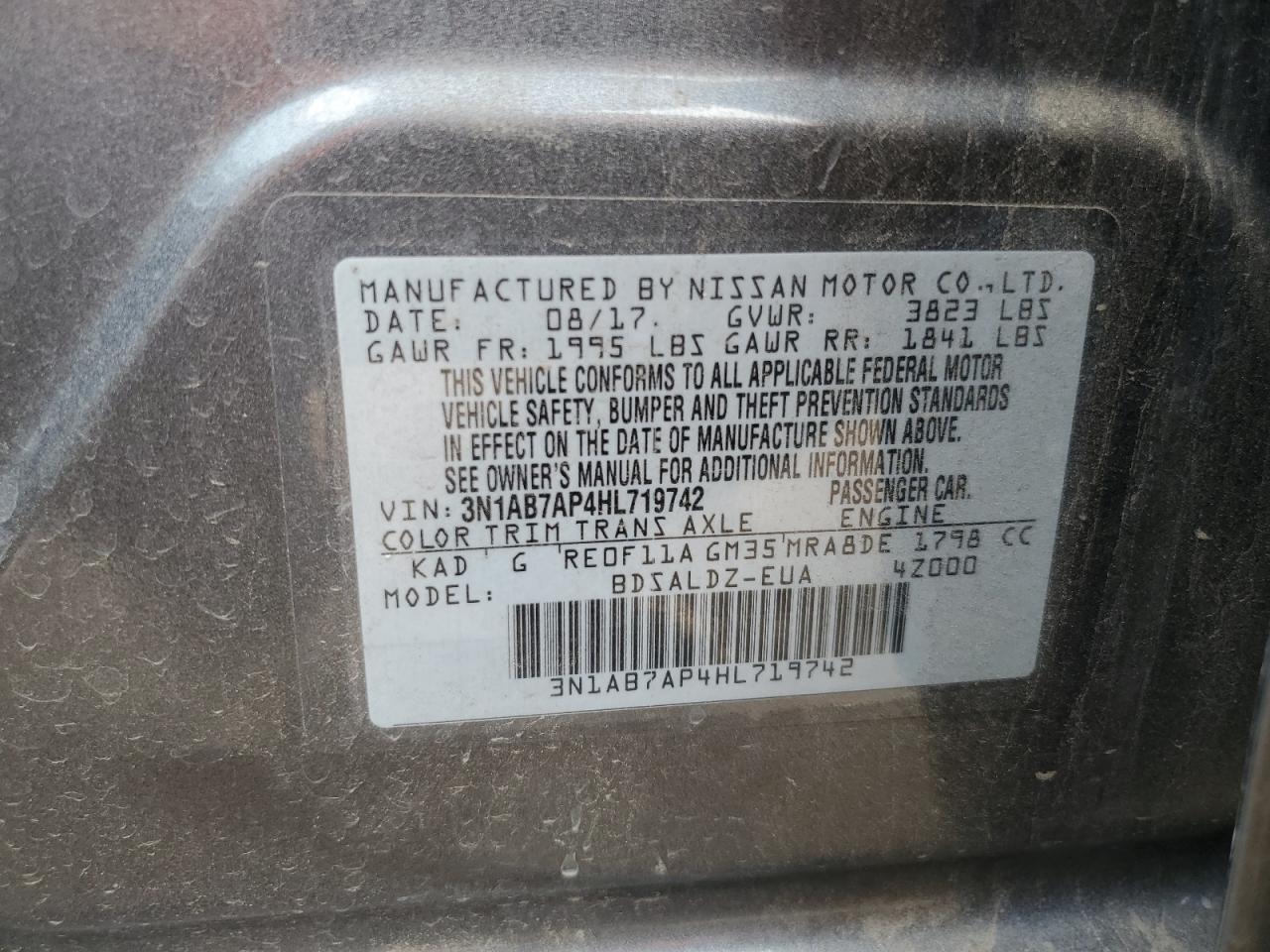 2017 Nissan Sentra S VIN: 3N1AB7AP4HL719742 Lot: 94724775