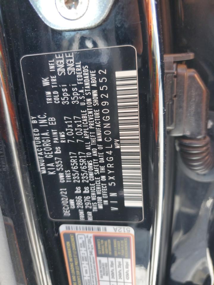 2022 Kia Sorento Lx VIN: 5XYRG4LC0NG092552 Lot: 85664325
