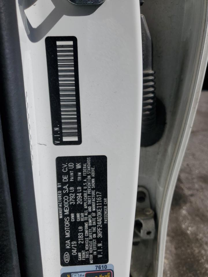 2019 Kia Forte Fe VIN: 3KPF24AD3KE111617 Lot: 82542305
