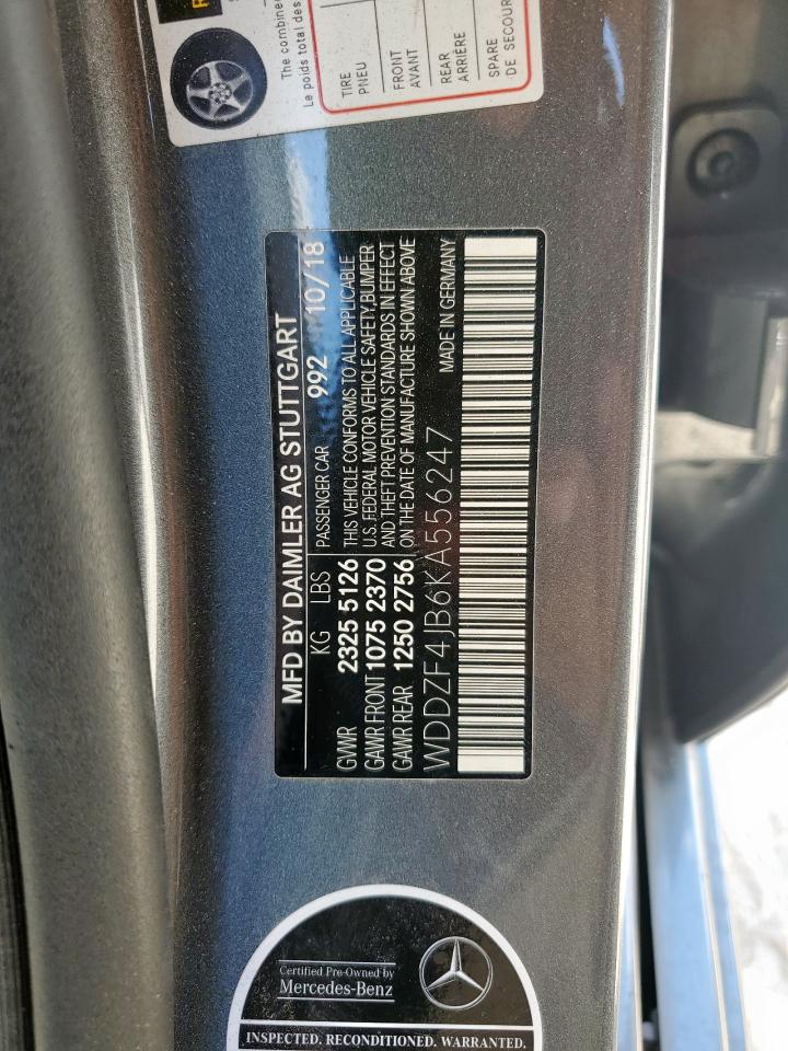 2019 Mercedes-Benz E 300 VIN: WDDZF4JB6KA556247 Lot: 85365755