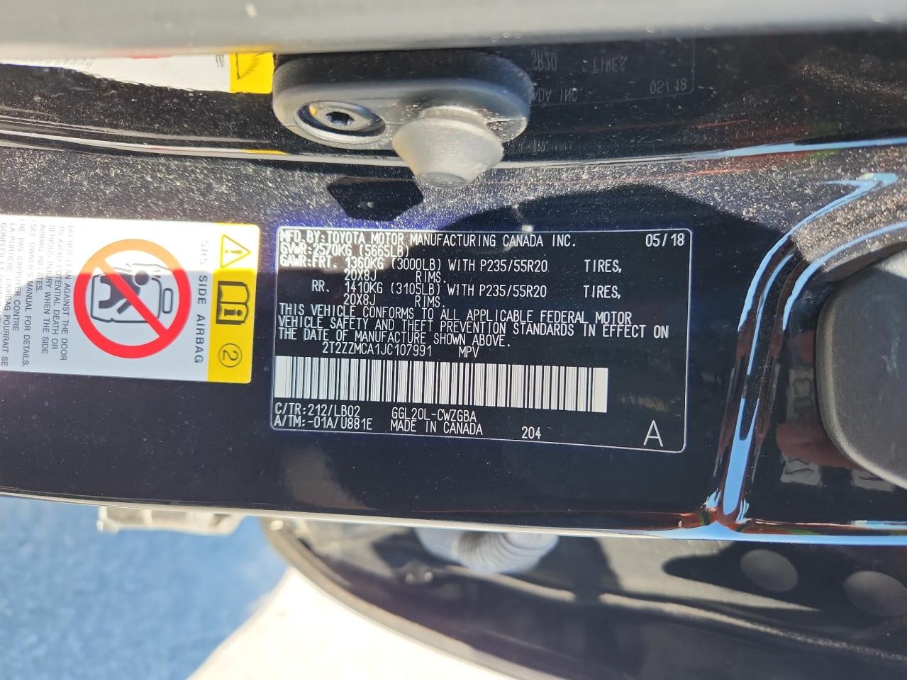 2018 Lexus Rx 350 Base VIN: 2T2ZZMCA1JC107991 Lot: 93189055