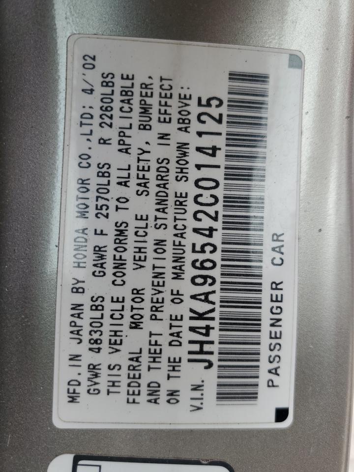 2002 Acura 3.5Rl VIN: JH4KA96542C014125 Lot: 89726105