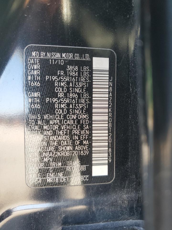 2011 Nissan Cube Base VIN: JN8AZ2KR0BT201839 Lot: 81939085