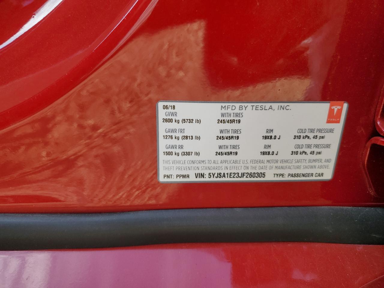 2018 Tesla Model S VIN: 5YJSA1E23JF260305 Lot: 81803115