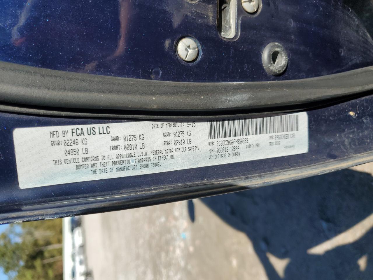 2015 Dodge Challenger Sxt VIN: 2C3CDZAG0FH850883 Lot: 90679555