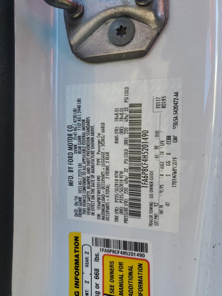 2017 Ford Mustang Gt VIN: 1FA6P8CF4H5201490 Lot: 90080445