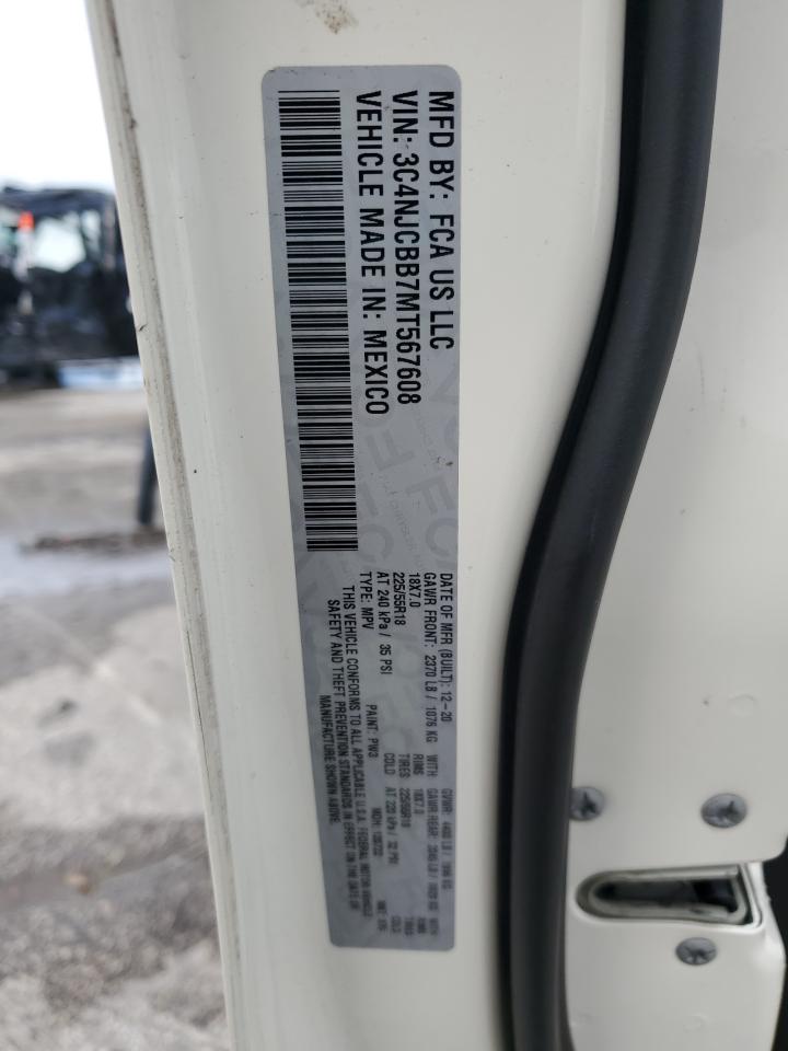 2021 Jeep Compass Latitude VIN: 3C4NJCBB7MT567608 Lot: 85308675